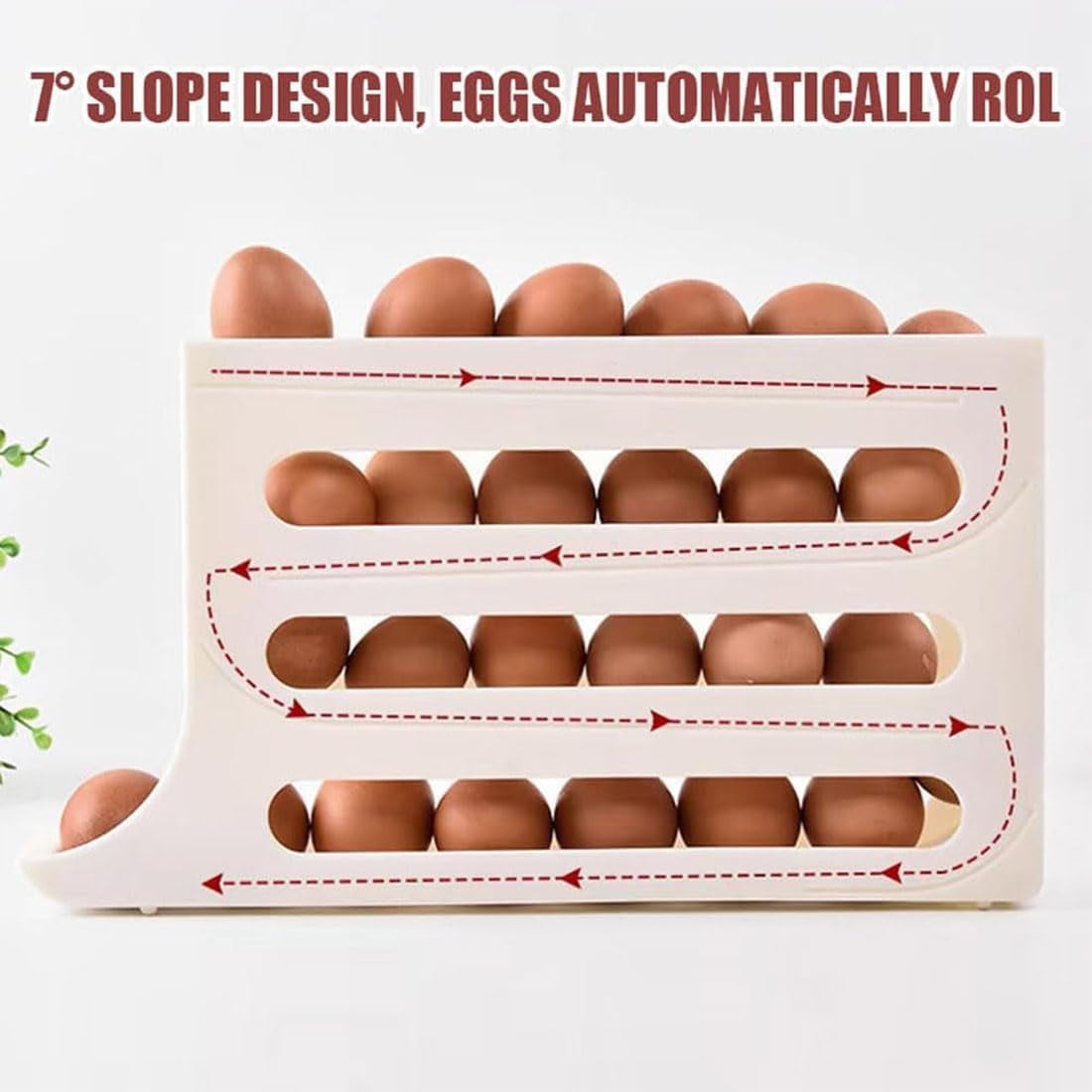 Four-Layer Egg Storage Rack, 4 Tiers Egg Holder for Fridge, Can Store 30 Eggs, Home Four-Layer Egg Holder, Egg Holder for Fridge, Suitable for Kitchen, Cabinets (2Pcs-B)