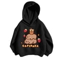 thumbnail image 3 of Girls T Shirts Hooded Sweat Capybara Print Casual Loose Fit Long Sleeve Kids Autumn Winter Tops Tees Blouses, 3 of 5