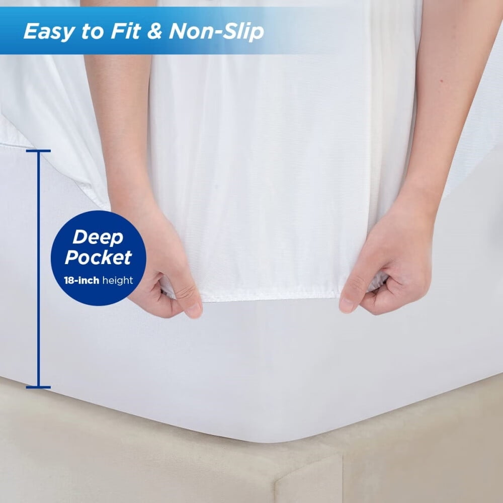 Waterproof Mattress Pad Protector 100% Organic Cotton Hypoallergenic Breathable Mattress Pad Cover,Deep Pocket