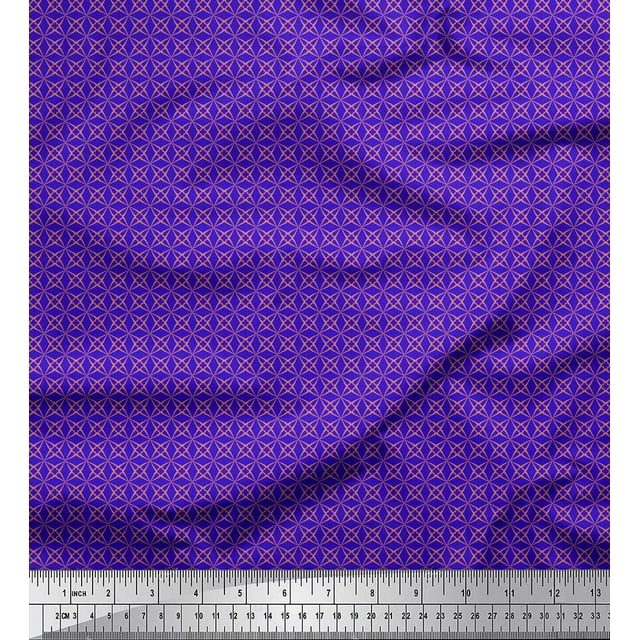 Soimoi Blue Poly Georgette Fabric Artistic Geometric Print Sewing Fabric Yard 52 Inch Wide