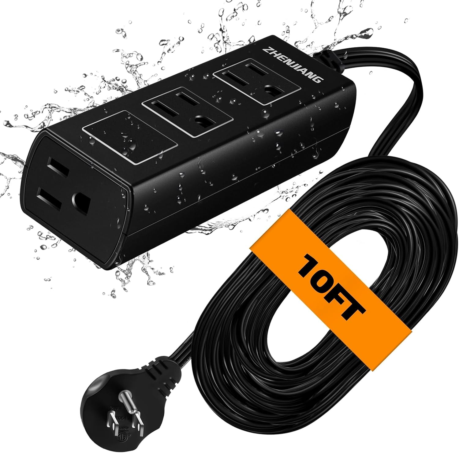 RGHJAR-Outdoor Extension Cord Waterproof, Heavy Duty Extension Cord, Long Extension Cord, Outdoor Power Strip Waterproof Surge Protector, Water & Weather Resistant, Flame Retardant for Lawn & Garden