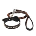 thumbnail image 2 of Conjunto de correa de cuello de cueroPET COLLAR LEASH Set Remache Cuero Collar de cuero ajustable Gargantilla para suministros para mascotas de animales medianos grandes, 2.5 kenally PT000565-01, 2 of 7