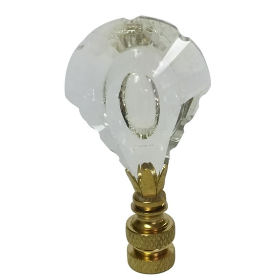 Royal Designs, Inc. Designer K9 Crystal Cut Clear Finial for Lamp Shade, CCF-2008-PB-1, Polished Brass, Single