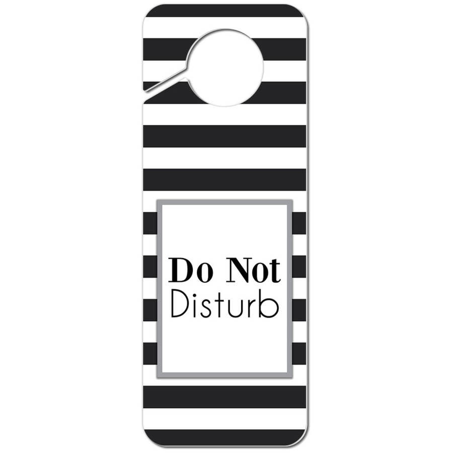 Do Not Disturb Striped Pink and White Plastic Door Knob Hanger Sign 