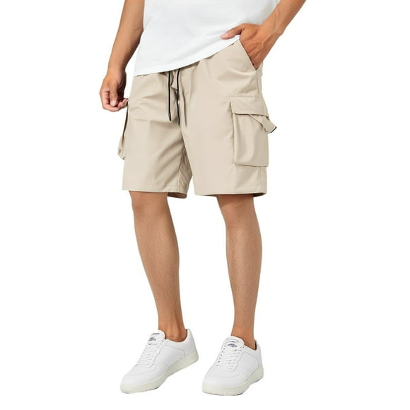 Ediodpoh Men's Summer Pants Overalls Five Quarter Pants Men's Casual Shorts Mens Casual Shorts Khaki XL