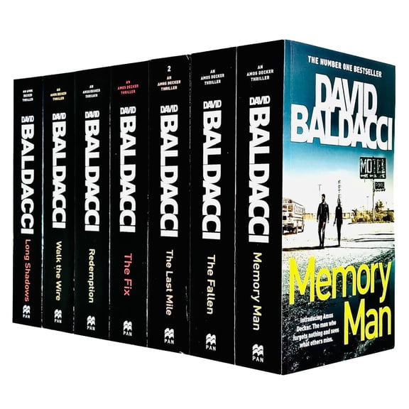 Pre-Owned An Amos Decker Thriller Series 7 Books Collection Set By David Baldacci(Long Shadows, Walk the Wire, Redemption, The Fix, The Last Mile, The Fallen & Memory Man)