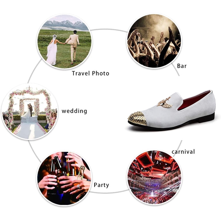 JITAI Mens Dress Tuxedo Shoes for Men Slip-on Loafers White  display picture 3