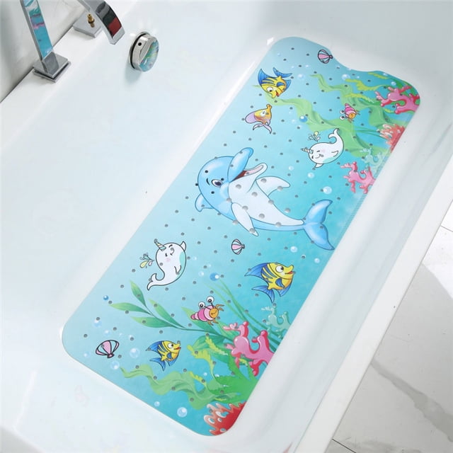 Jinsinto Non-Slip Shower Mat, 100x40cm Square Anti-Slip Baby Bath Mat, Bath Mat for Kids and Baby, with 200 Suction Cups PVC Material BPA Free & Machine Washable