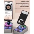 thumbnail image 2 of Upgraded 4 in1 Wireless Bluetooth Speaker Phone Holder, Bluetooth Audio Bracket with HD Speaker & Colorful LED Display & Emergency Charging,Anti-Slip Base Compatible with All Smartphones (black*2), 2 of 8