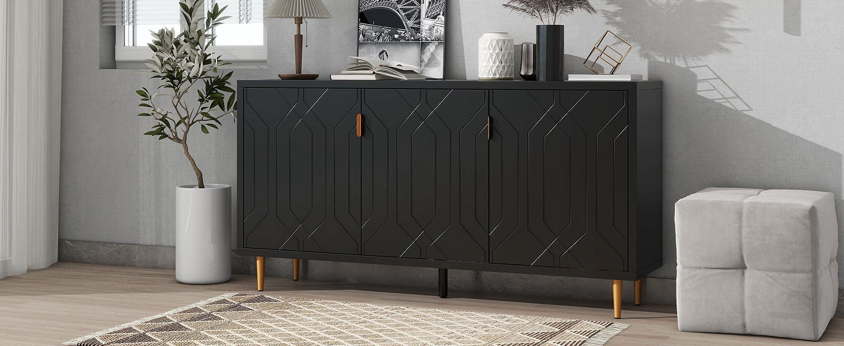 Euroco Modern TV Stand with 3 Doors and Adjustable Shelves, Fits TVs Up to 70 Inches