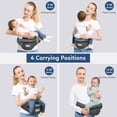 thumbnail image 5 of Safotad Portabebés con asiento para la cadera, portabebés delantero ergonómico para recién nacidos y niños pequeños, cintura ajustable con soporte fuerte, diseño de bolsillo grande, gris, 5 of 5