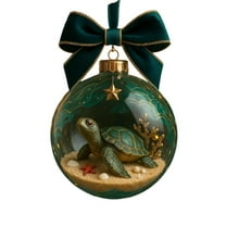 FastXmas Christmas Snow Globe with Artificial Dog/Bee/​Sea Turtle/Pine Tree Hanging Decoration, 3.15" Xmas Tree Hanging Ornaments,Resin Snow Globe Decor for Christmas Tree,HOliday,Party,Home Decor