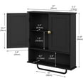 thumbnail image 3 of Bathroom Cabinet Wall Mounted Medicine Cabinets with Towels Bar, Over The Toilet Storage Cabinet with 2 Doors and Adjustable Shelf, White Wall Cabinet for Bathroom Laundry Kitchen, 3 of 15