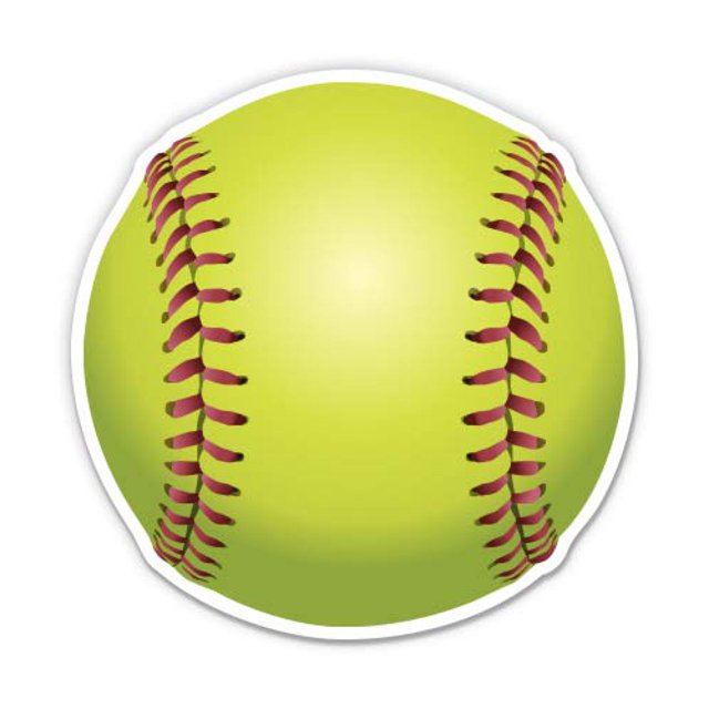 Softball Ball - 8" Vinyl Sticker - for Car Laptop I-Pad - Waterproof Decal