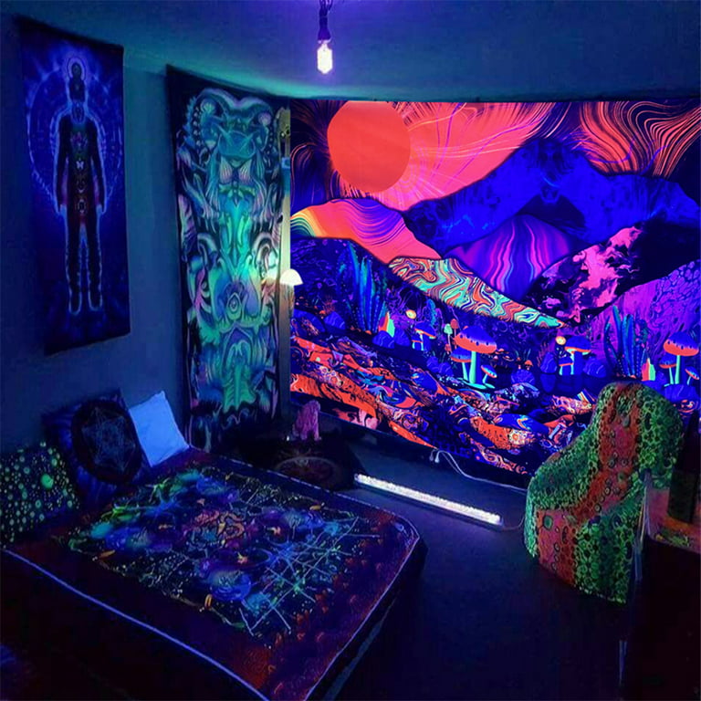 Goory Blacklight Mandala Psychedelic Tapestries Hippie Bedroom ...