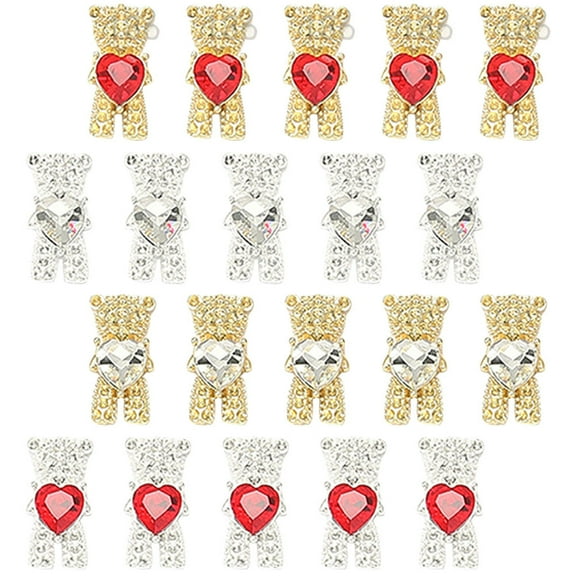 BESTYASH Nail Rhinestones Set Bear Shaped DIY Rhinestones 20Pcs