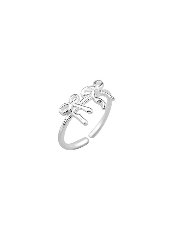 LINXIQIN Women 925 Sterling Silver Two Bow Butterfly Irregular Thumb Ring Stress Anxiety Rings Women's Jewelry Lady Birthday Mother's Day Gifts