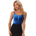 thumbnail image 1 of Disfraz de navidad Camiseta sin mangas de terciopelo para mujer con fruncido en la parte delantera para fiesta Azul Real XL, 1 of 5