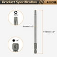 thumbnail image 2 of Uxcell 3 piezas Punta de destornillador Torx T25 1/4" Vástago hexagonal 4.3" (110mm) Largo Magnético Punta sin agujero Destornillador de estrella de 6 puntos, 2 of 7