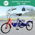 thumbnail image 3 of ABORON 16 inch Tricycle, Perfect for Beginner Riders, Single Speed 3 Wheel Bikes, Three-Wheeled Bicycles with Adjustable Height and Rear Basket, 3 of 11