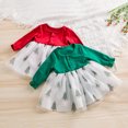 thumbnail image 5 of Lovskoo Princess Dresses for Girls 0-2T Tulle Christmas Outfit Ruffle Long Sleeve Tutu Dress One-Piece Xmas Holiday Clothing Green, 5 of 5