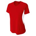 thumbnail image 1 of Camiseta de mujer con cuello de pico Color Block Performance ESCARLATA/ BLANCO M A4 NW3223, 1 of 1