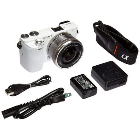 Restored Sony Alpha a6000 Mirrorless Digital Camera with 16-50 mm Lens, 24 MP (White)