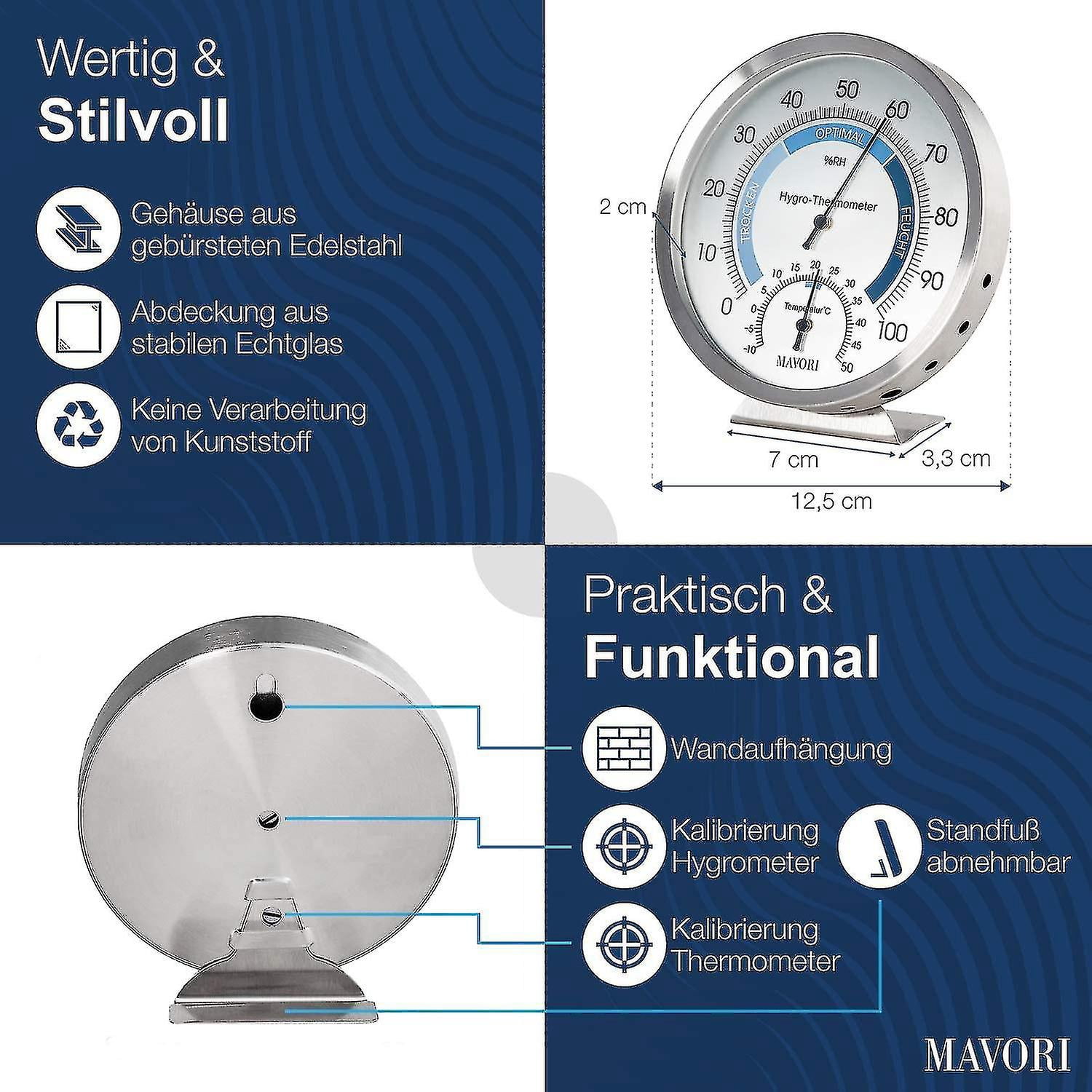 Indoor Analog Hygrometer Thermometer - Stainless Steel Humidity Meter And Room Thermometer For Reliable And Comfortable Indoor Climate Co