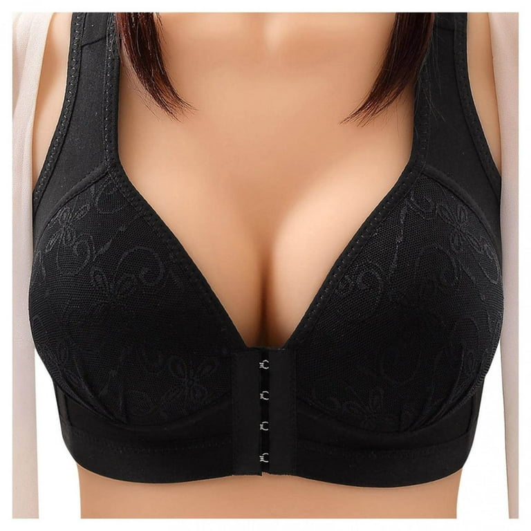 Pntutb Clearance Womens Plus Size Bra,Sexy Lace Front Button Shaping Cup  Shoulder Strap Underwire Bra Extra-Elastic Wirefree