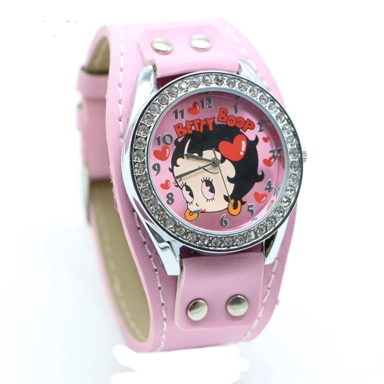 Betty Boop Pink Band Watch with Red Hearts on Dial Wide  display picture 2