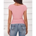 thumbnail image 6 of BTFBM Women Short Sleeve Tops Square Neck Ribbed Knit Basic Tee Shirt Y2K Casual Summer Clothes Spring Outfits, 6 of 8