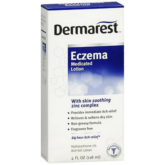 2 Pack Dermarest Eczema Medicated Lotion, Itch Relief Hydrocortisone 1% 4oz Each