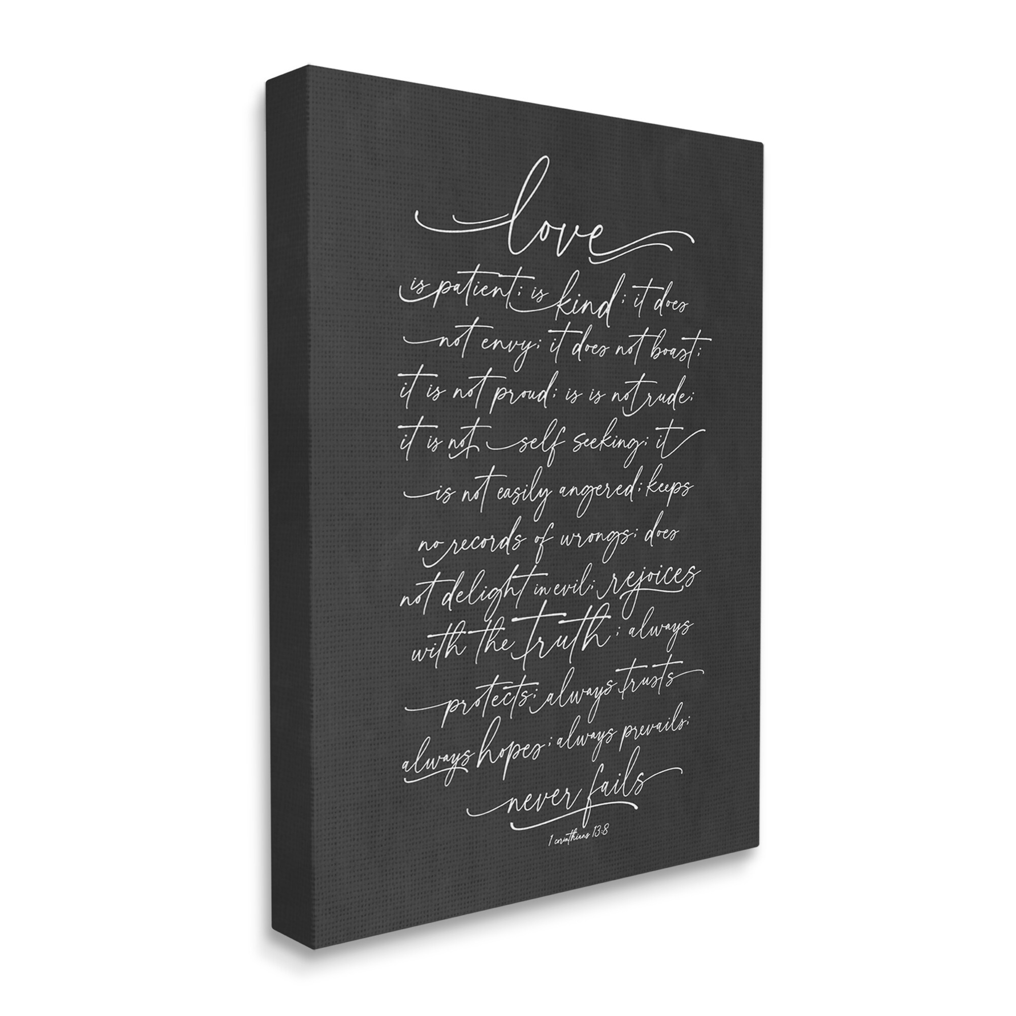 Stupell Industries Uplifting Love Verse Religious Fancy Script Typography Graphic Art Gallery Wrapped Canvas Print Wall Art, Design by Lettered and Lined