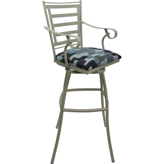 Aluminum Outdoor Indoor Bar Stool 30" Seat-Jenna Arms- Craft Flint Fabric- Beige