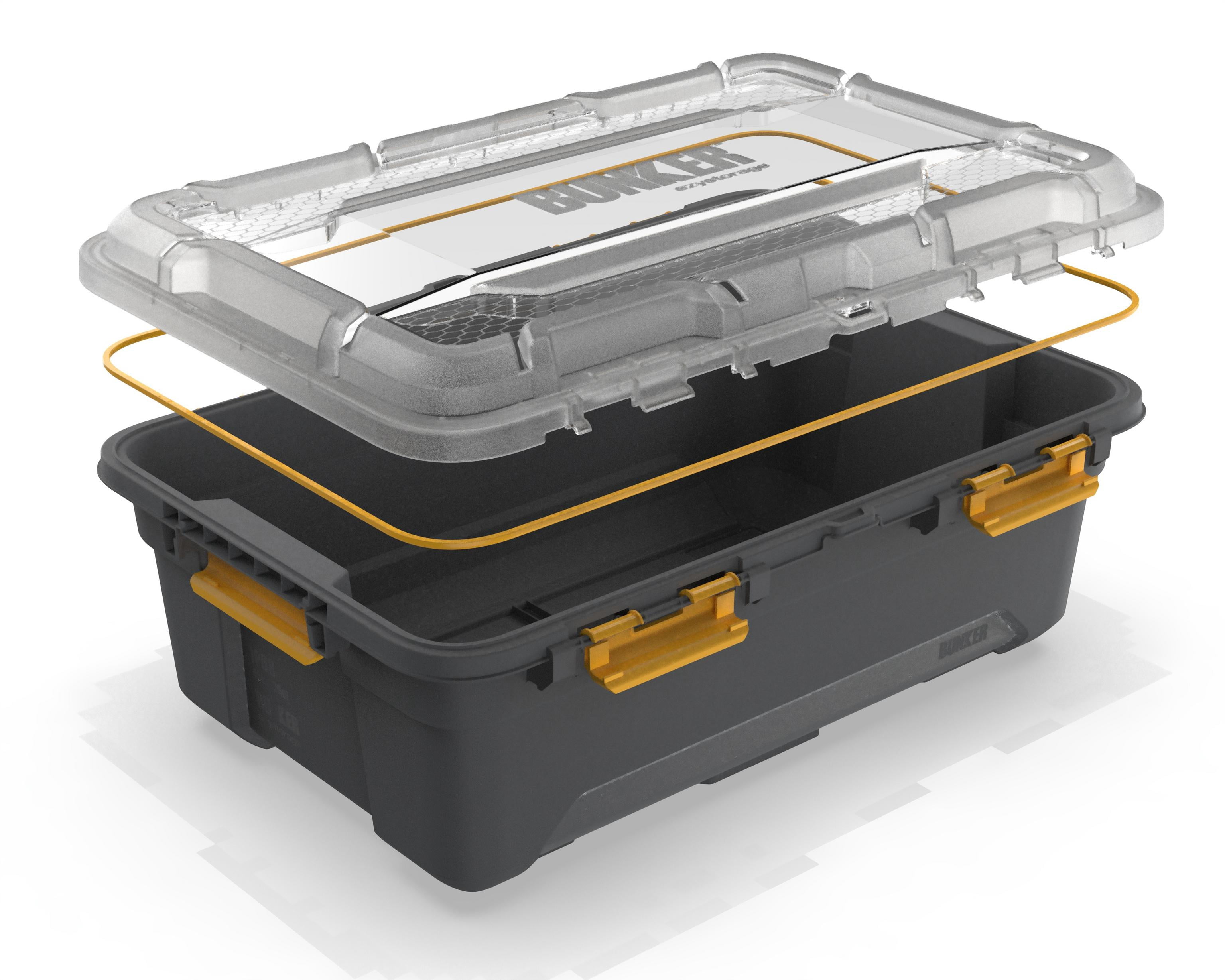 Ezy Storage 11.9 Medium Gasket Tote, IP68 WaterProof Plastic Storage Bin with Lid, Gasket Seal and Durable Latches, Gray
