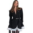 thumbnail image 1 of Blazer para Mujer, Ropa Informal de Negocios para Otoño, Abrigo de Invierno Oversize con Frente Abierto, Chaquetas de Traje para el Trabajo y la Oficina Negro M, 1 of 9