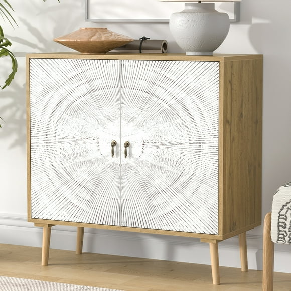 Eumyviv Accent Cabinet with 2 Doors,Storage Cabinet with Adjustable Shelf,Decorative Sideboard Buffet Cabinet with Solid Wood Feet Kitchen Cabinet for Hallway, Entry, Living Room