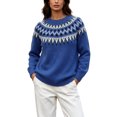 thumbnail image 2 of QSAWXQZ Women's Crewneck Sweater Long Sleeve Color Block Fair Isle Jacquard Pullover Casual Knit Top 4XL, 2 of 6