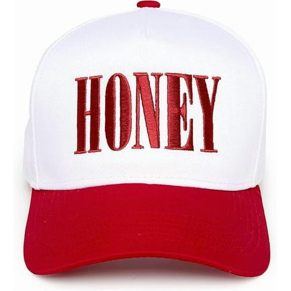HONEY Trucker Hat, Bold Embroidered Statement Cap, Cute Retro Adjustable Snapback Hat for Women, Flirty & Fun Aesthetic Headwear