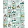 thumbnail image 5 of Easter Rabbits Blanket Super Soft Flannel Fleece Easter Element Cute Gnome Rabbits Tail Tree Colorful Eggs Teal Truck Aqua Plaid Throw Blanket Cozy Fuzzy Plush Bed Blankets for Couch Sofa 60x80inch, 5 of 6