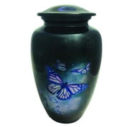 LOVE MEMORIALS Cremation Urns- Lovely Blue Butterfly Adult Urn –Best Urn for Human Ashes – Funeral Urn (Adult (200 lbs) – 10.5 x 6 “ , Butterfly Cremation Urn)
