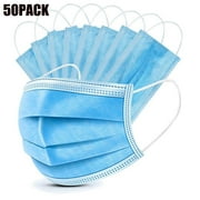 ABFIRE Non-Woven Fabric 3 Ply Disposable face Covers, Blue,Mouth Masks,50COUNT