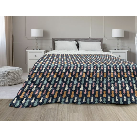 Botanical Down Alternative Comforter, Tropical Anthurium Monstera Leaves Plant Plumeria, Microfiber Quilt for All Season, 5 Sizes, Green Lime Green, by Ambesonne