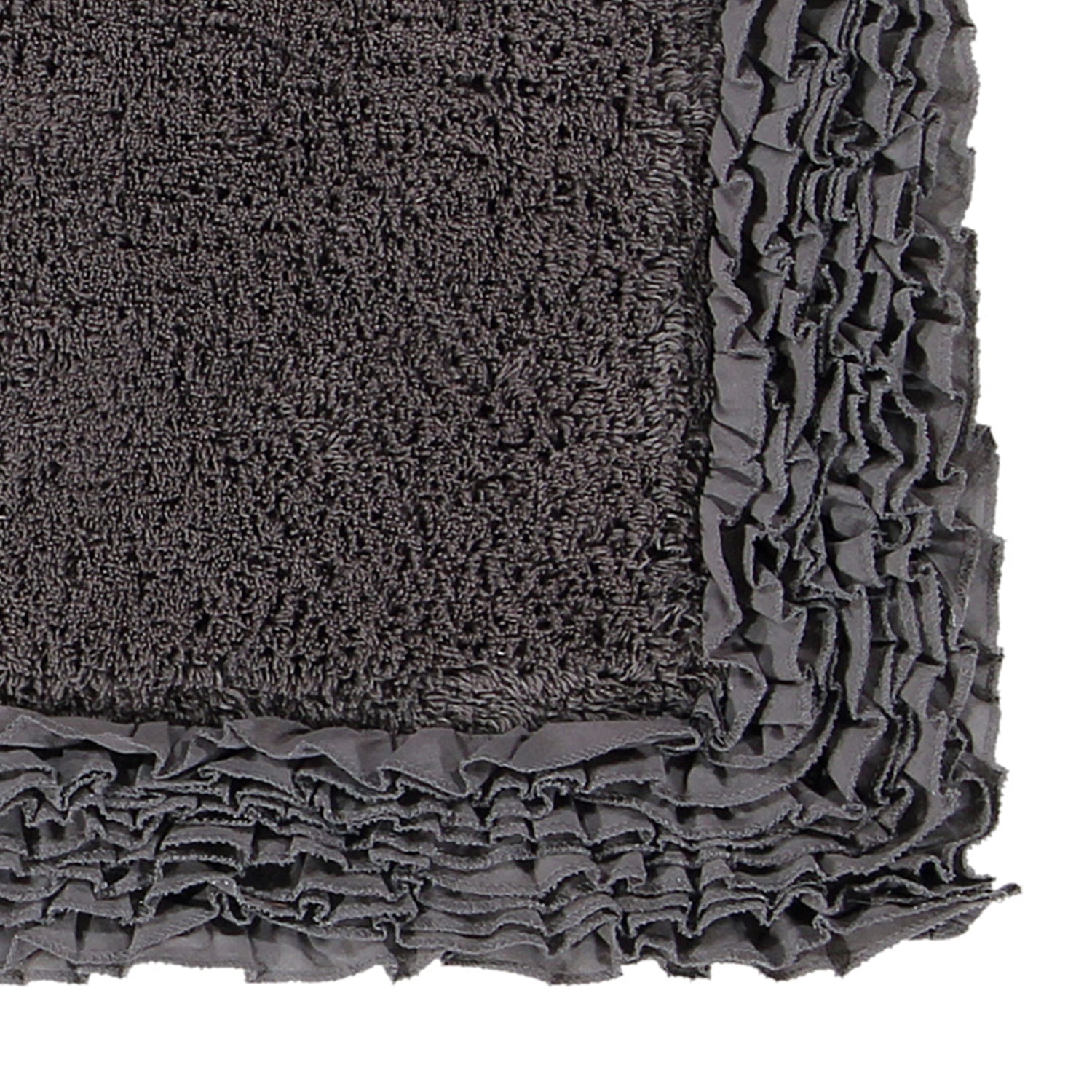 Better Trends Shaggy Border 100% Cotton 20" x 60" Bath Mat Rug - Gray