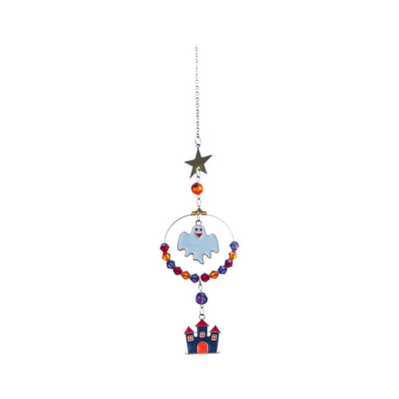 Halloween Crystal Wind Chime Decorations - 12.7" Multicolor Alloy Star Pendant for Indoor/Outdoor/Car, Festival Party Supplies & Boho Home Decor (1PC)