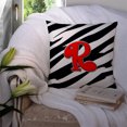 thumbnail image 3 of Carolines Treasures CJ1024-RPW1414 Monogram Initial R Zebra Red Decorative Fabric Pillow, 3 of 4