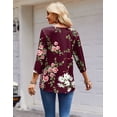 thumbnail image 4 of Zeagoo 3/4 Length Sleeve Tops Women Round Neck Button Design Tunic Blouse Printed Casual Basic Tees Daily Wear, 4 of 8