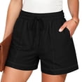 thumbnail image 2 of Aimik Women Solid Color Elastic Waisted Short Pants with Drawstring and Pockets Summer Casual and Comfortable Shorts, 2 of 6