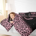 thumbnail image 3 of Erosebridal Cute Pink Leopard Print Queen Comforter Set for Girls, Bowknot Letter S Bedding Comforter Set, Black Reversible 3-Piece, 1 Comforter and 2 Pillowcases, 3 of 6