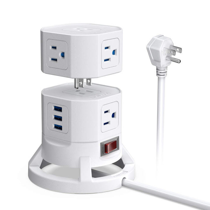 BESTEK Power Strip Tower,8Outlet Surge Protector with 3 USB Charging